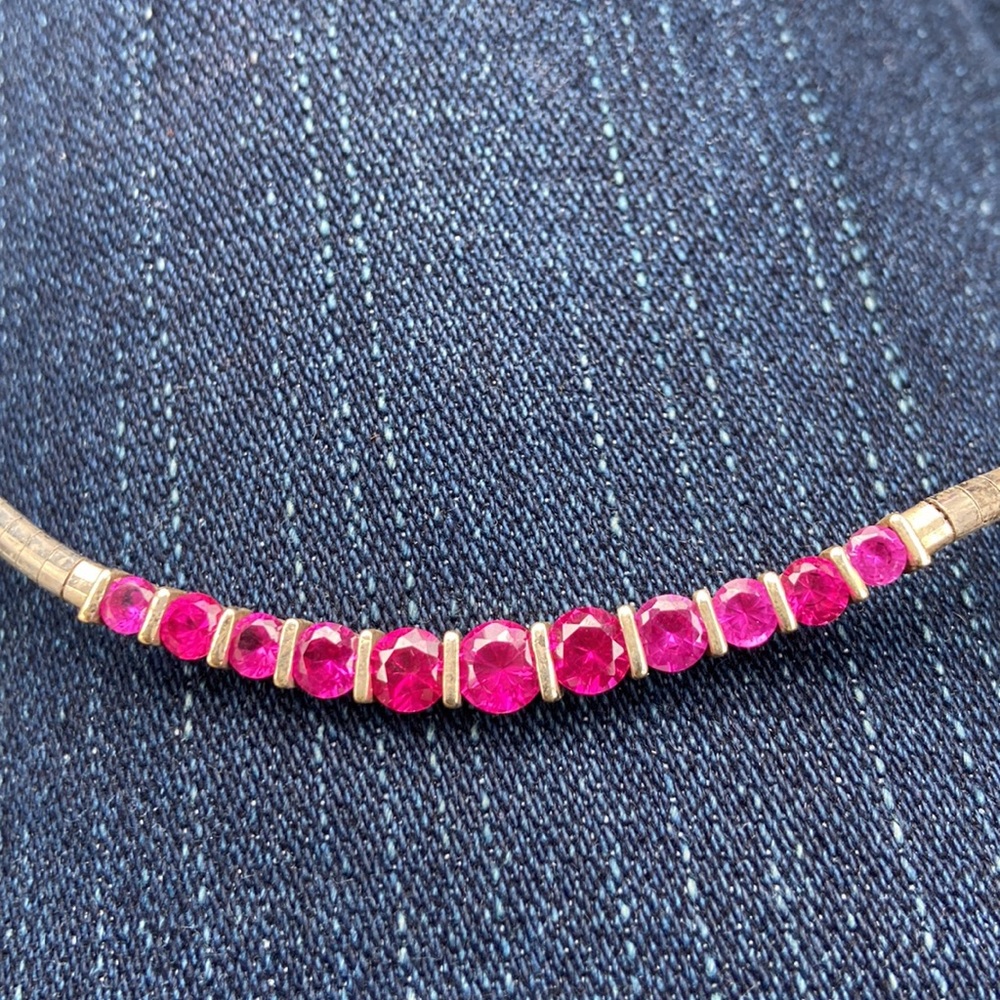 Silver & Ruby Choker Necklace - image 4